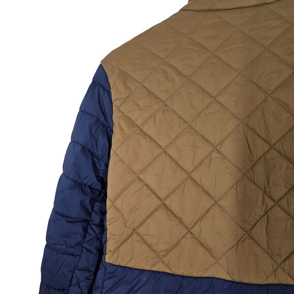 Flylow Quilted Insulated Jacket Men's XL Navy Tan Fill Zip Pockets Colorblock - Picture 16 of 16